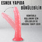 Güçlü Vantuzlu Damarlı Testissiz Realistik Dildo Anal Vajina Kullanım Gerçekçi Yapay Penis 21x3.5 CM