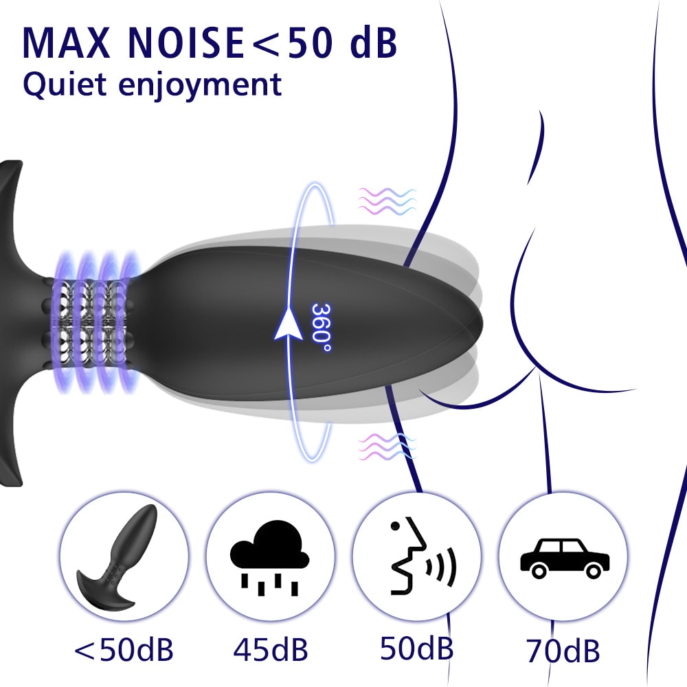 Cooper - Manyetik Şarjlı Uzaktan Kumandalı 360° Dönme Hareketli Güçlü Titreşimli Silikon Anal Plug