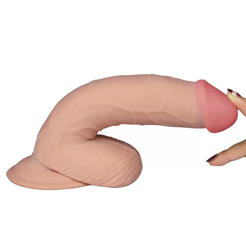 Ultra Soft Eğik Realistik Dildo Güçlü Titreşimli Yumuşak Doku Gerçekçi Yapay Penis Vibratör 20 CM