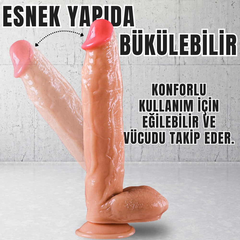 Güçlü Vantuzlu Damarlı Kalın Realistik Dildo Büyük Boy Gerçekçi Yapay Penis 30x5.5 CM