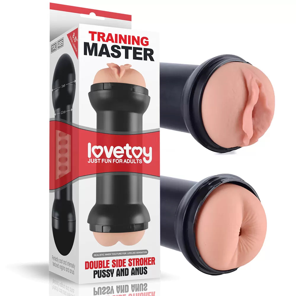 Tutma ve Saklama Dumbell Kutulu Çift Taraflı Anal Vajina Girişli Gerçekçi Mastürbatör 22 CM