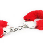 Profesyonel Polis Sınıfı Kırmızı Tüylü Fantezi Metal Kelepçe Double Lock Steel Police Edition Handcuffs