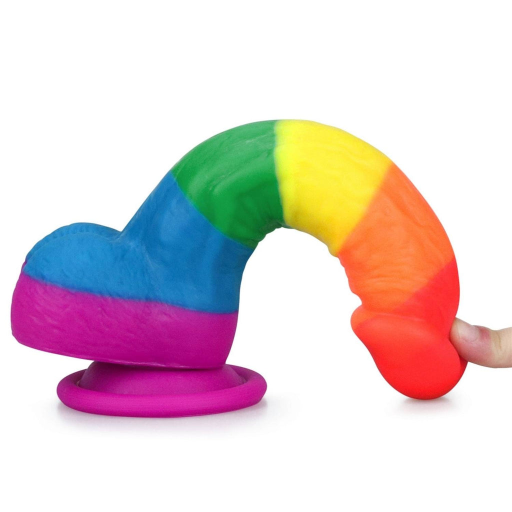 Onur Bayrağı Renkli Ultra Yumuşak Doku Silikon Gerçekçi Yapay Penis Realistik Dildo 19x4 CM