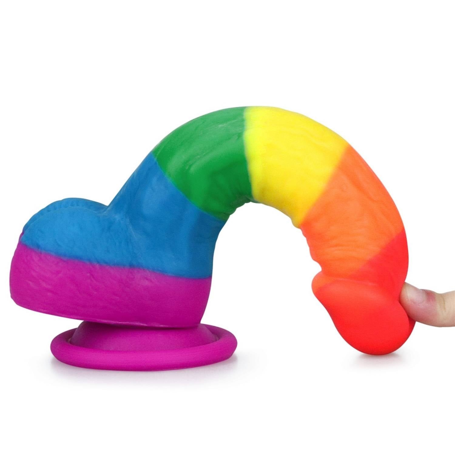 Onur Bayrağı Renkli Ultra Yumuşak Doku Silikon Gerçekçi Yapay Penis Realistik Dildo 19x4 CM