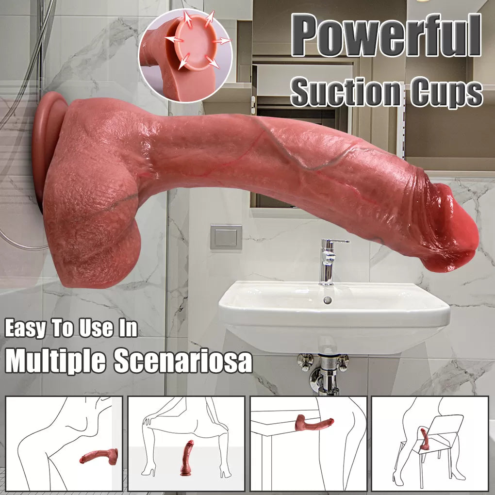Steve - Ultra Yumuşak Doku Çift Katmanlı Mavi Damarlı Büyük Boy Realistik Dildo Gerçekçi Yapay Penis 26x5.5 CM