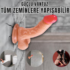 Güçlü Vantuzlu Eğik ve Damarlı Realistik Dildo Gerçekçi Yapay Penis 15x4 CM