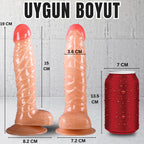 Güçlü Vantuzlu Damarlı Realistik Dildo Gerçekçi Yapay Penis 19x3.6 CM