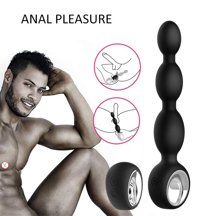 Milly - Şarjlı Uzaktan Kumandalı Tutma Aparatlı Boncuk Prostat Uyarıcı Vibratör Silikon Titreşimli Anal Beads Plug