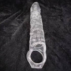 Gerçekçi Doku Penis Büyütücü ve Kalınlaştırıcı 6 CM Uzatmalı Şeffaf Realistik Penis Kılıfı 25 CM