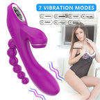 Abel - Şarjlı Triple Anal Beads G Spot ve Klitoris Uyarıcı Güçlü 3 in 1 Emiş Vibratör