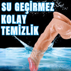 Güçlü Vantuzlu Eğik ve Damarlı Realistik Dildo Gerçekçi Yapay Penis 18x3.5 CM