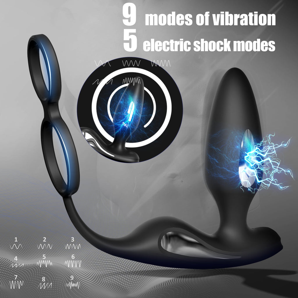 Lightning Rct - Şarjlı Kumandalı Testis ve Penis Halkalı Penis Elektrikli Uyarıcı Titreşimli Prostat Vibratör