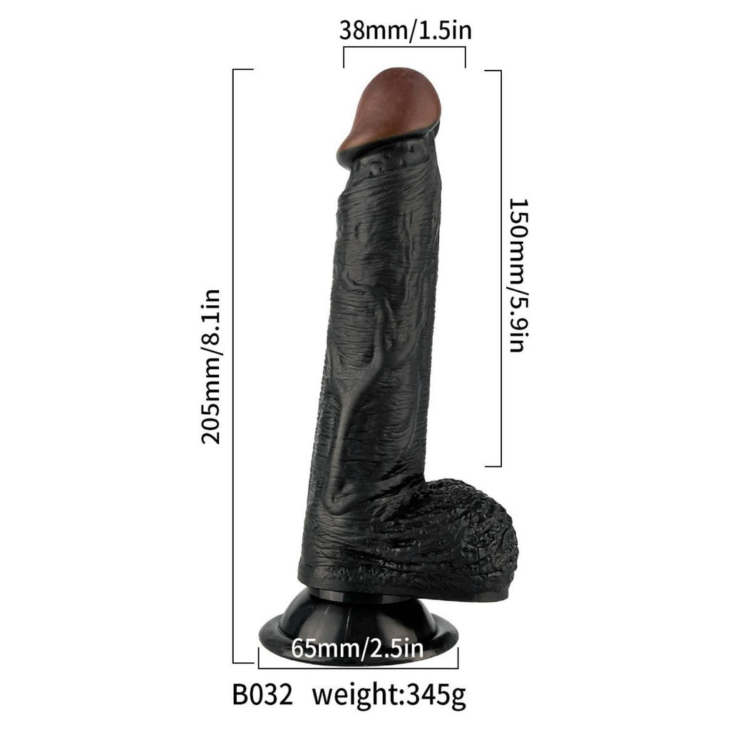 Ricky - Kumandalı Vantuzlu Güçlü Titreşimli Gerçekçi Zenci Yapay Penis Realistik Dokuda Dildo 20 CM
