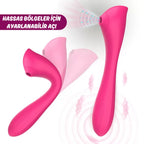 Otomatik Isıtmalı Kıkırdaklı Bükülebilir Klitoris Emiş Güçlü ve G-Spot Uyarıcı Titreşimli 2 in 1 Vibratör
