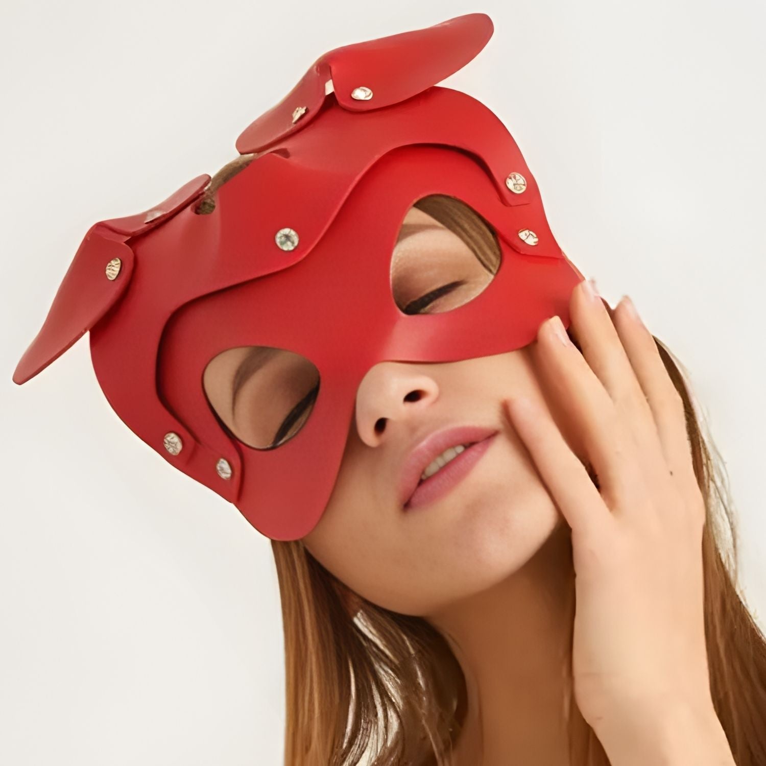 Sens Fantasy Minnie Mouse Mask Yuvarlak Kulaklı Fantezi Deri Maske - J967