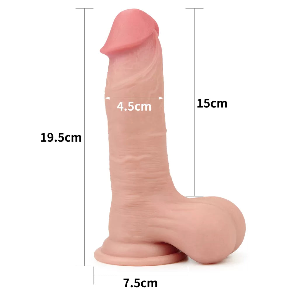 Tam Testis Hareketli Kayar Deri Ultra Yumuşak Doku Çift Katmanlı Kıkırdaklı Realistik Dildo Gerçekçi Yapay Penis 20x4.5 CM