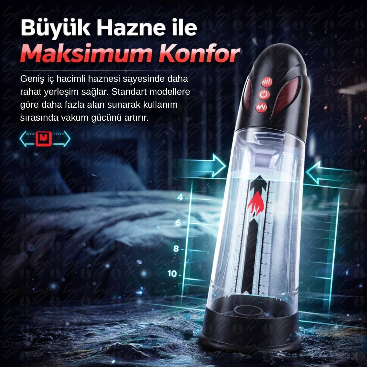 AutoWatic - Büyük Hazneli Suyla Kullanılabilir 8 Modlu Yüksek Performans Şarjlı Otomatik Hydro Penis Pompası