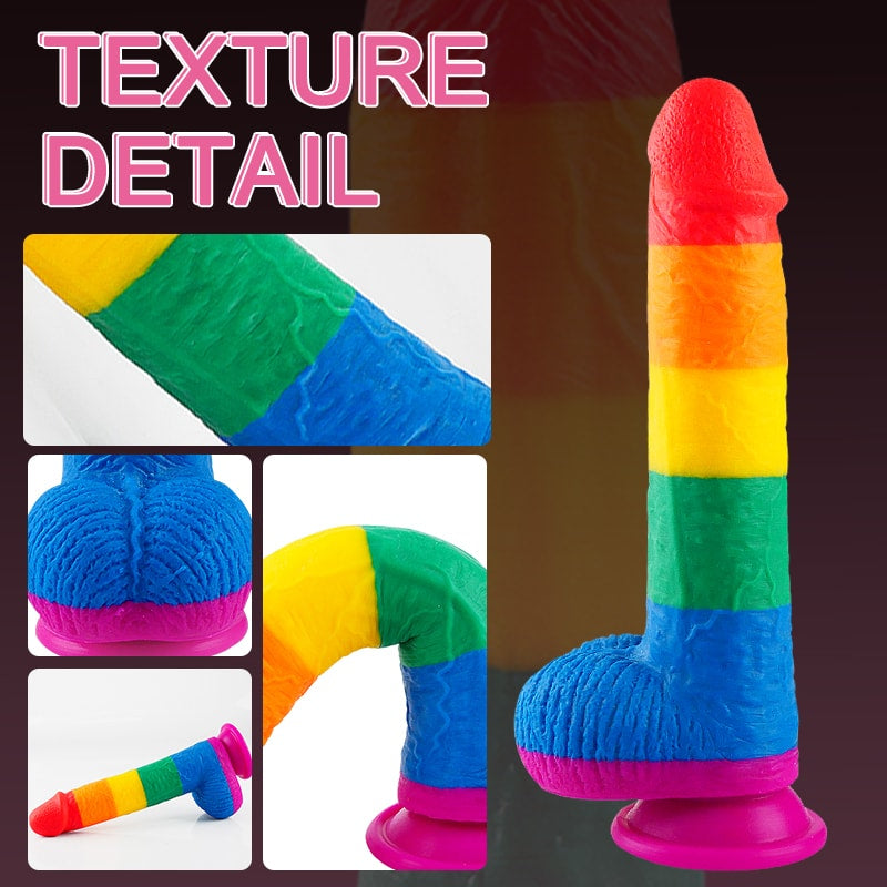 Onur Bayrağı Renkli Ultra Yumuşak Doku Silikon Gerçekçi Yapay Penis Realistik Dildo 22.5x4 CM