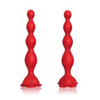 Rose Beads - Manyetik Şarjlı Gül Tasarımlı Güçlü Titreşimli Boncuklar Kademeli Boyut Eğilebilir Anal Beads Vibratör