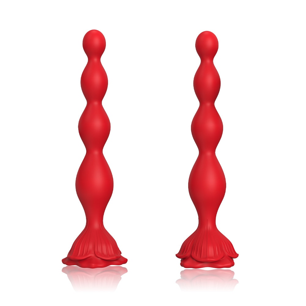 Rose Beads - Manyetik Şarjlı Gül Tasarımlı Güçlü Titreşimli Boncuklar Kademeli Boyut Eğilebilir Anal Beads Vibratör