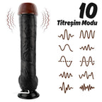 Thomas - Kumandalı Büyük Boy Güçlü Titreşimli Gerçekçi Zenci Yapay Penis Realistik Dokuda Dildo 28 CM