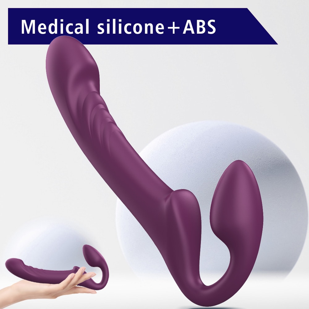 Alice - Şarjlı Uzaktan Kumandalı Güçlü Titreşimli Rotasyon Hareketli Çift Taraflı Strapless Strapon Biseksüel Vibratör