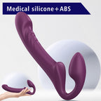 Alice - Şarjlı Uzaktan Kumandalı Güçlü Titreşimli Rotasyon Hareketli Çift Taraflı Strapless Strapon Biseksüel Vibratör
