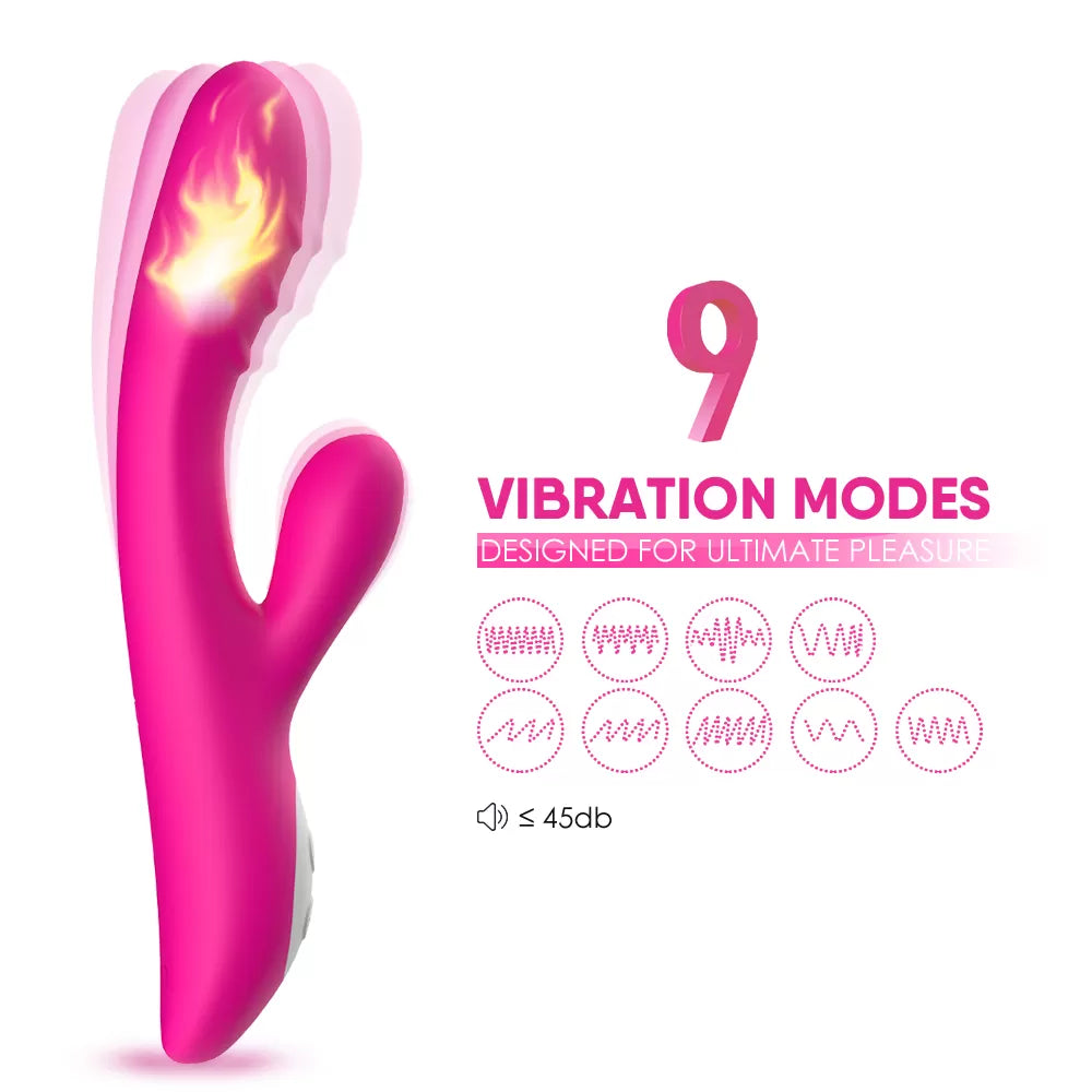 Spark - Şarjlı Isıtmalı Aynı Anda Klitoris ve G Spot Uyarıcı Güçlü Titreşimli 2 in 1 Rabbit Vibratör