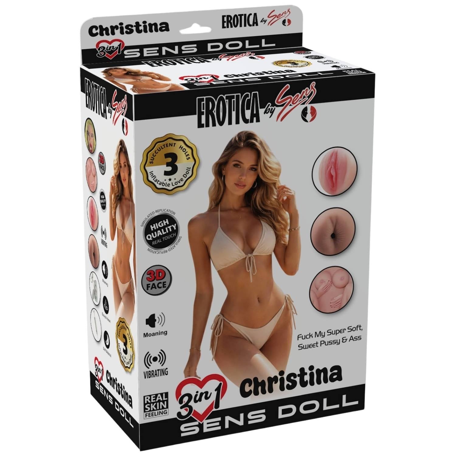 Christina - Sesli ve Titreşimli Göğüs Vajina Anüs Et Dokulu Sarışın Profesyonel Şişme Manken