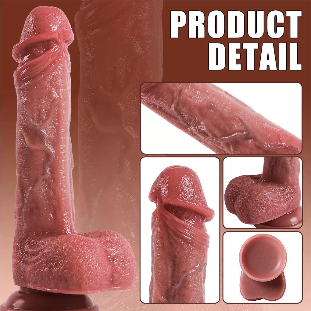 Jake - Şarjlı Uzaktan Kumandalı Isıtmalı İleri Geri Hareketli ve Rotasyonlu Realistik Dildo Gerçekçi Yapay Penis 22 CM