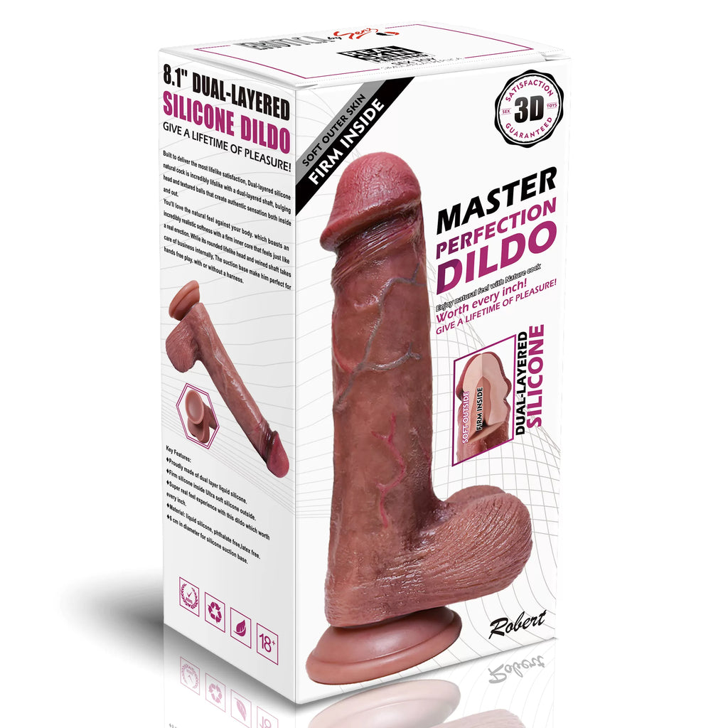 Robert - Ultra Yumuşak Doku Çift Katmanlı Mavi Damarlı Realistik Dildo Gerçekçi Yapay Penis 21x4 CM