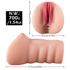 Elena - Realistik Doku Ten Rengi Anal Vajina Çift Girişli 2 in 1 Titreşimli Suni Vajina Mastürbatör 17.5 CM