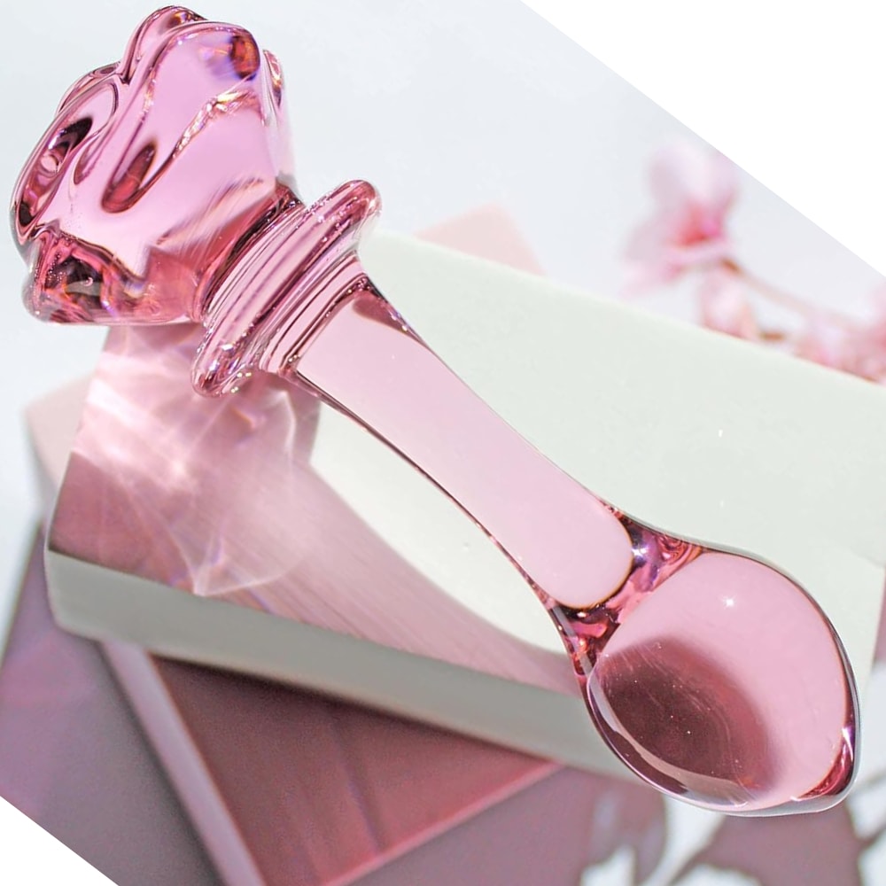 Sıcak Soğuk His Kristal Cam Anal Plug Dildo Pembe 14 CM