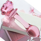 Sıcak Soğuk His Kristal Cam Anal Plug Dildo Pembe 14 CM