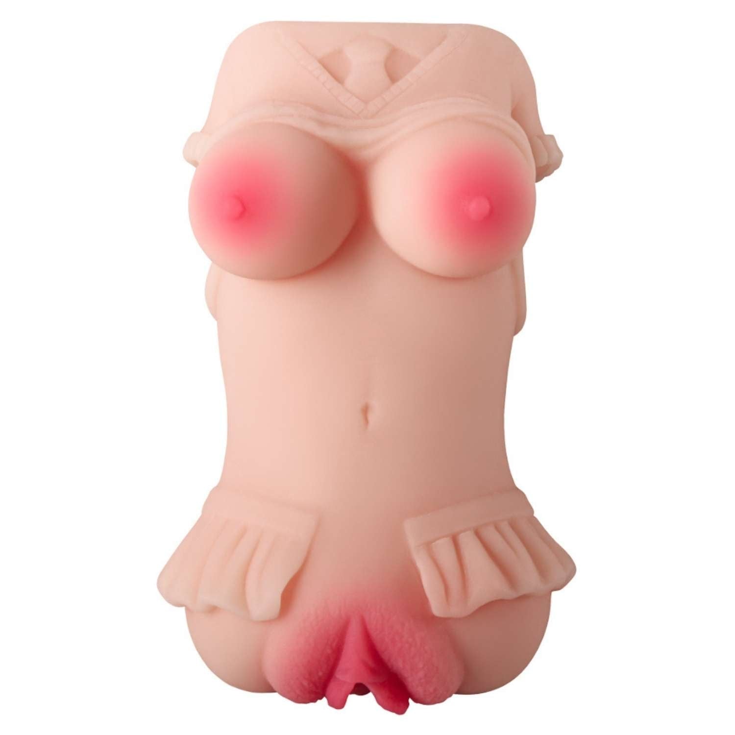 Amelia - Kolay Saklanabilir Cep Boy Titreşimli Isıtmalı Suni Vajina Realistik Mastürbatör 13 CM