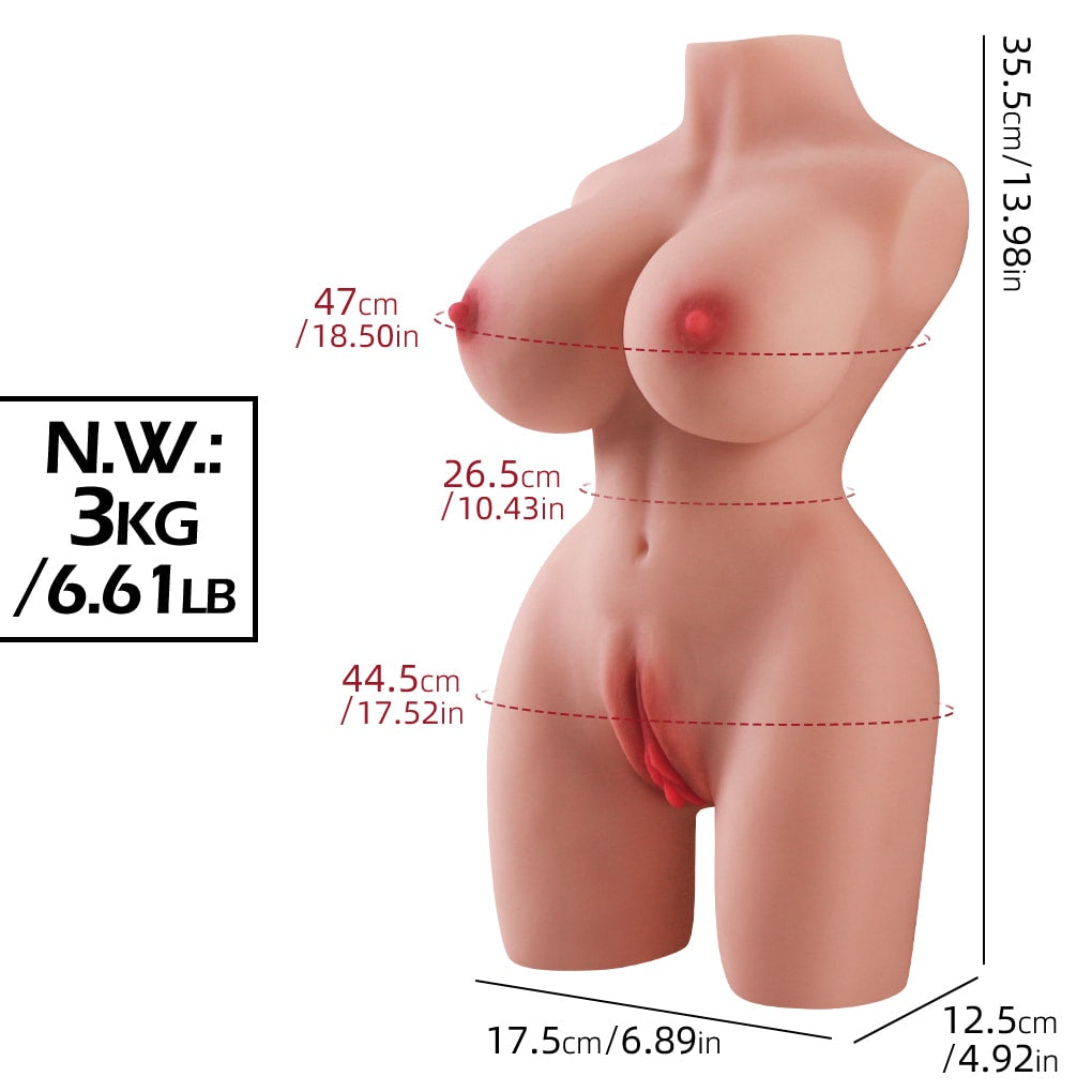 Esfir - Realistik Manken Anal Vajina Çift Girişli 2 in 1 Titreşimli Isıtmalı Suni Vajina Mastürbatör 3 KG