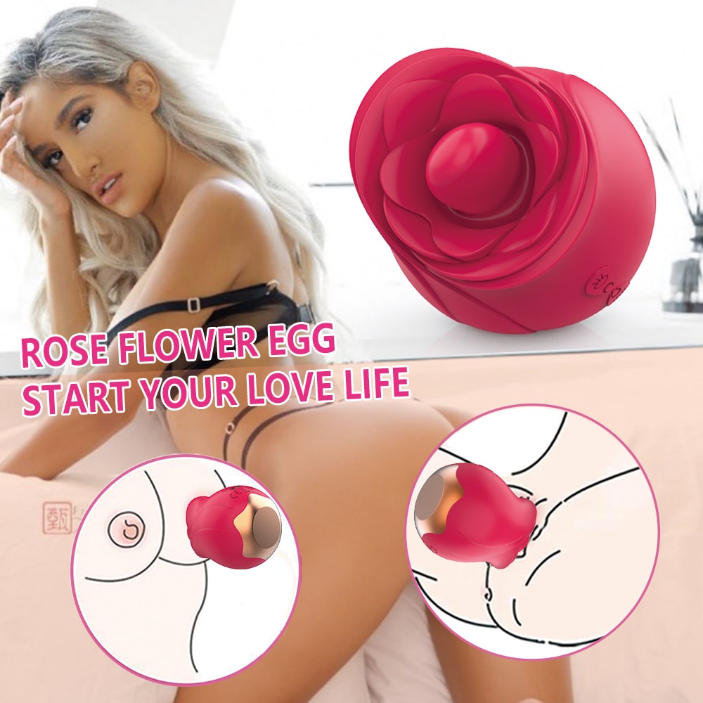 Rose - Şarjlı Güçlü Titreşimli ve Dil Yalama Hareketli Klitoris Uyarıcı Gül Şeklinde Taşınabilir Mini Vibratör