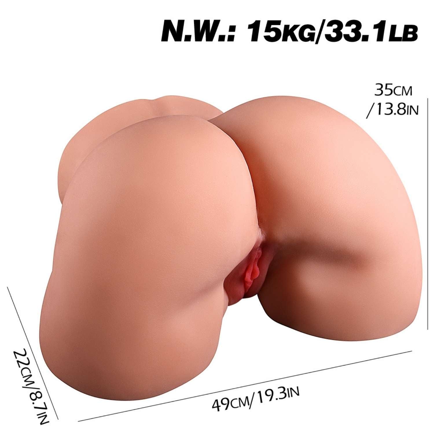 Nikita - Mega Boy Anal Vajina Çift Girişli Realistik Kalça Titreşimli Isıtmalı 2 in 1 Suni Vajina Mastürbatör 15 KG