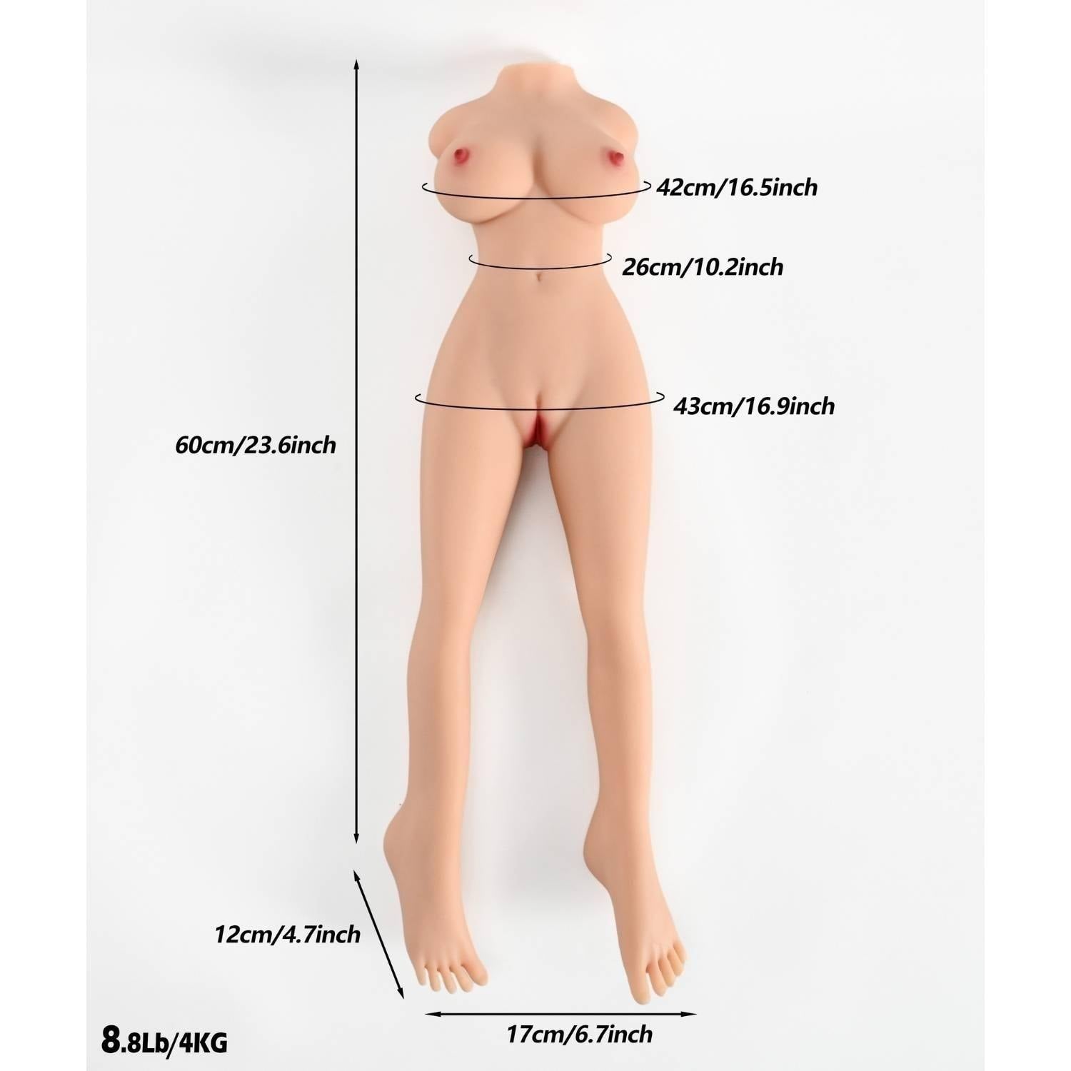 Elsa - İskeletli Yarım Realistik Manken Anal Vajina Çift Girişli Isıtmalı Titreşimli Mastürbatör 4 KG