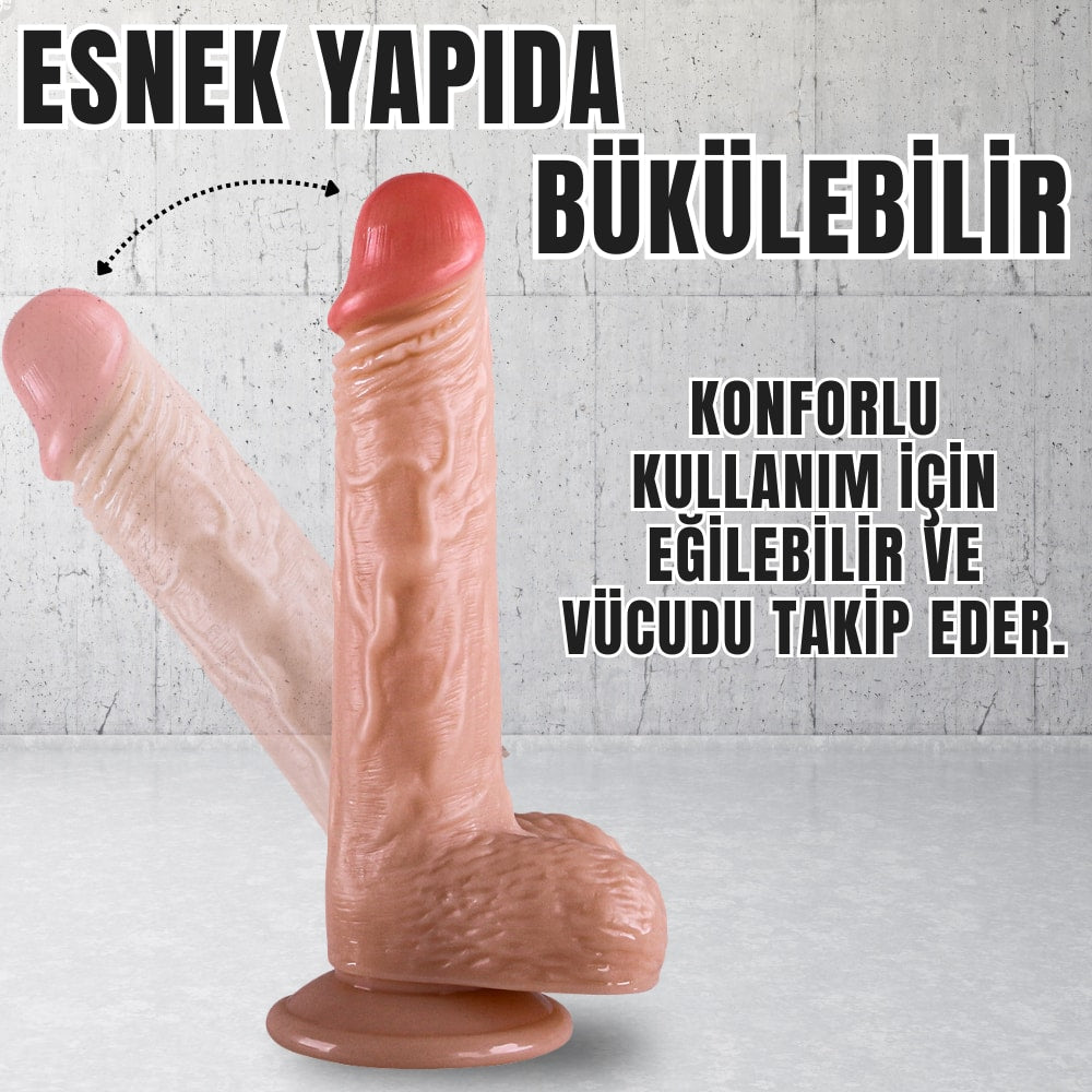 Güçlü Vantuzlu Damarlı Realistik Dildo Gerçekçi Yapay Penis 20x3.6 CM