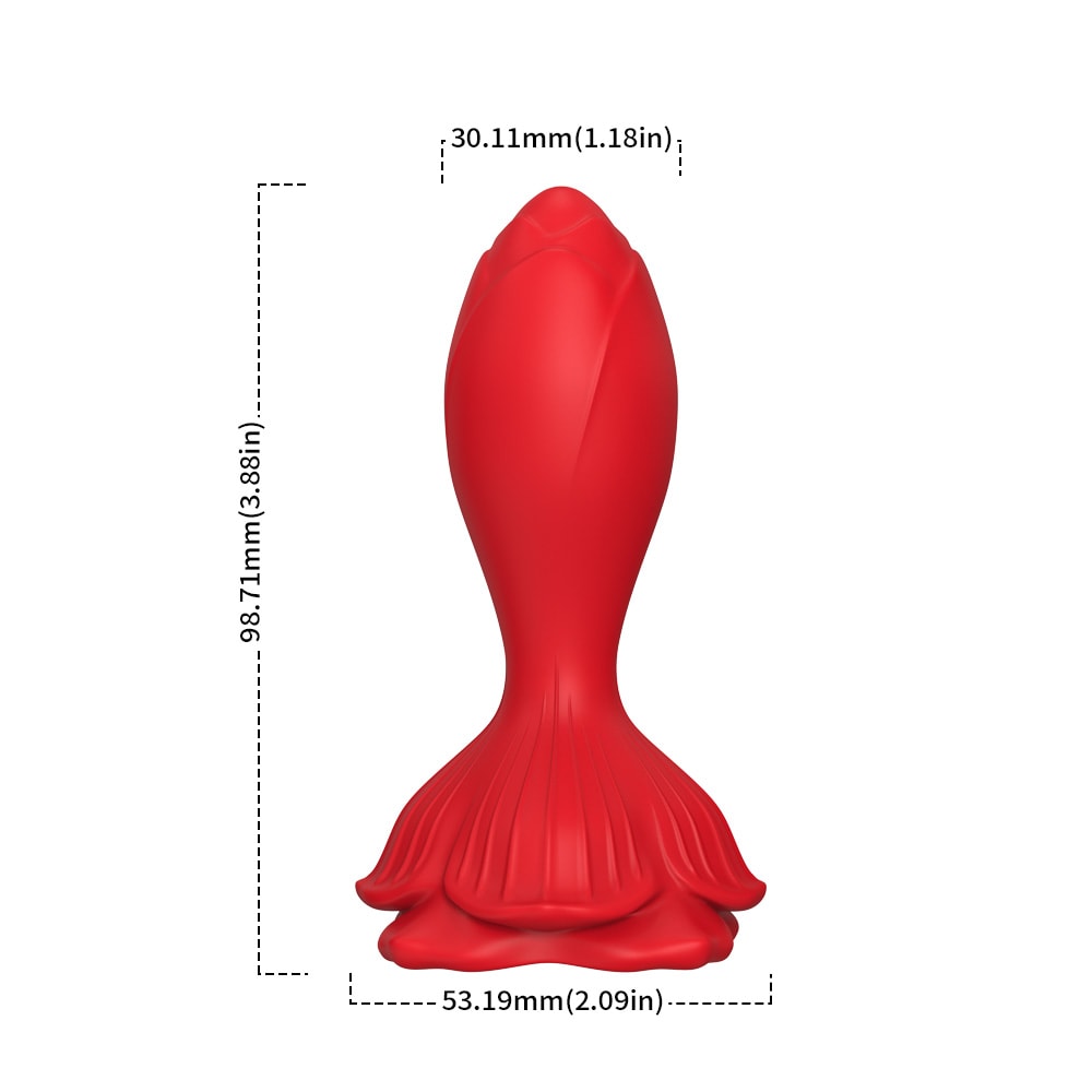 Rose Butt Plug - Manyetik Şarjlı Uzaktan Kumandalı Kademeli Boyut Gül Şeklinde Güçlü Titreşimli Silikon Anal Plug