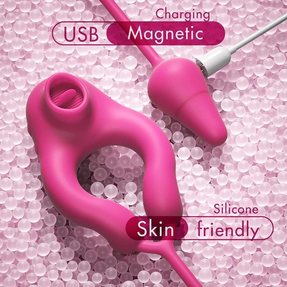 Essence - Şarjlı Kumandalı Anal Uyarıcı Plug ve Klitoris Uyarıcı Dil Vibratörlü Penis Halkası