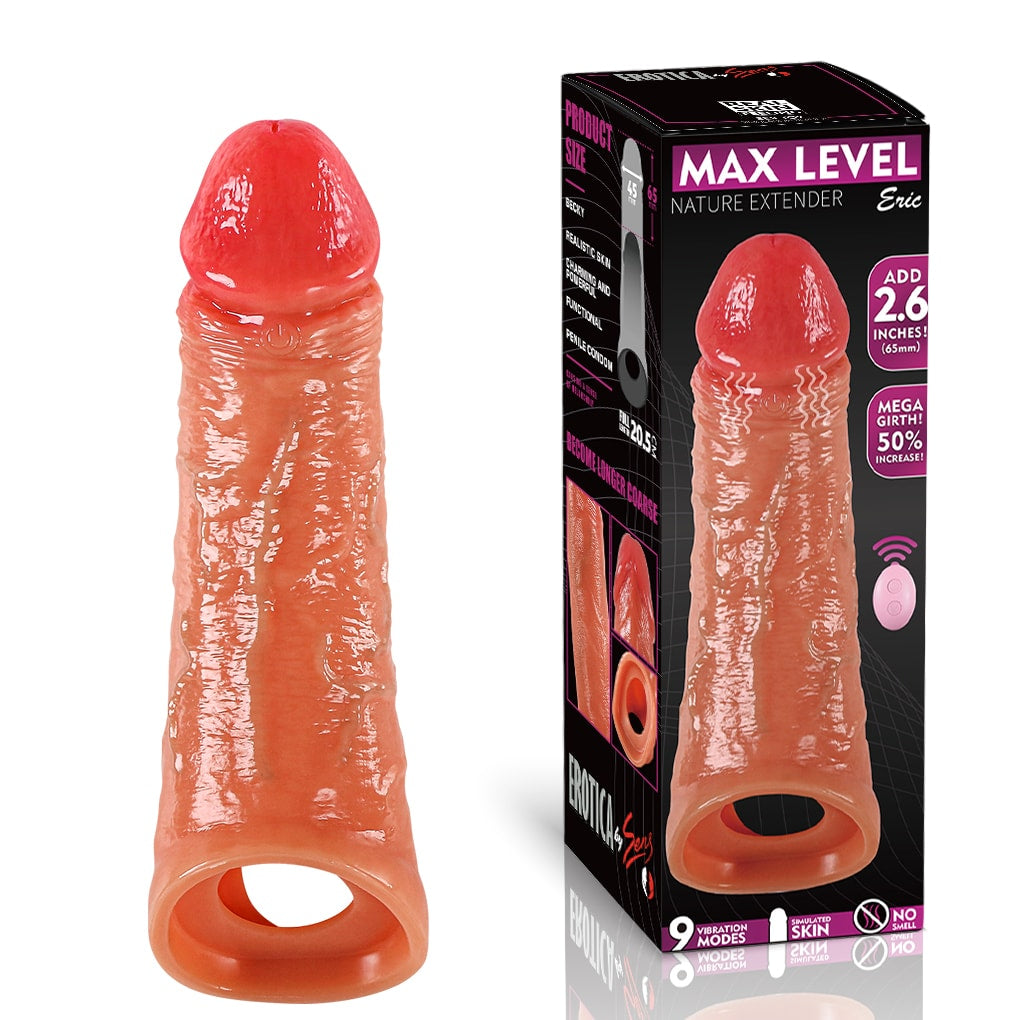 Eric - Uzaktan Kumandalı Şarjlı G Spot Uyarıcı Güçlü Titreşimli Ultra Realistik Penis Kılıfı - 6.5 CM Uzatmalı