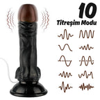 Ryan - Kumandalı Vantuzlu Güçlü Titreşimli Gerçekçi Zenci Yapay Penis Realistik Dokuda Dildo 21 CM