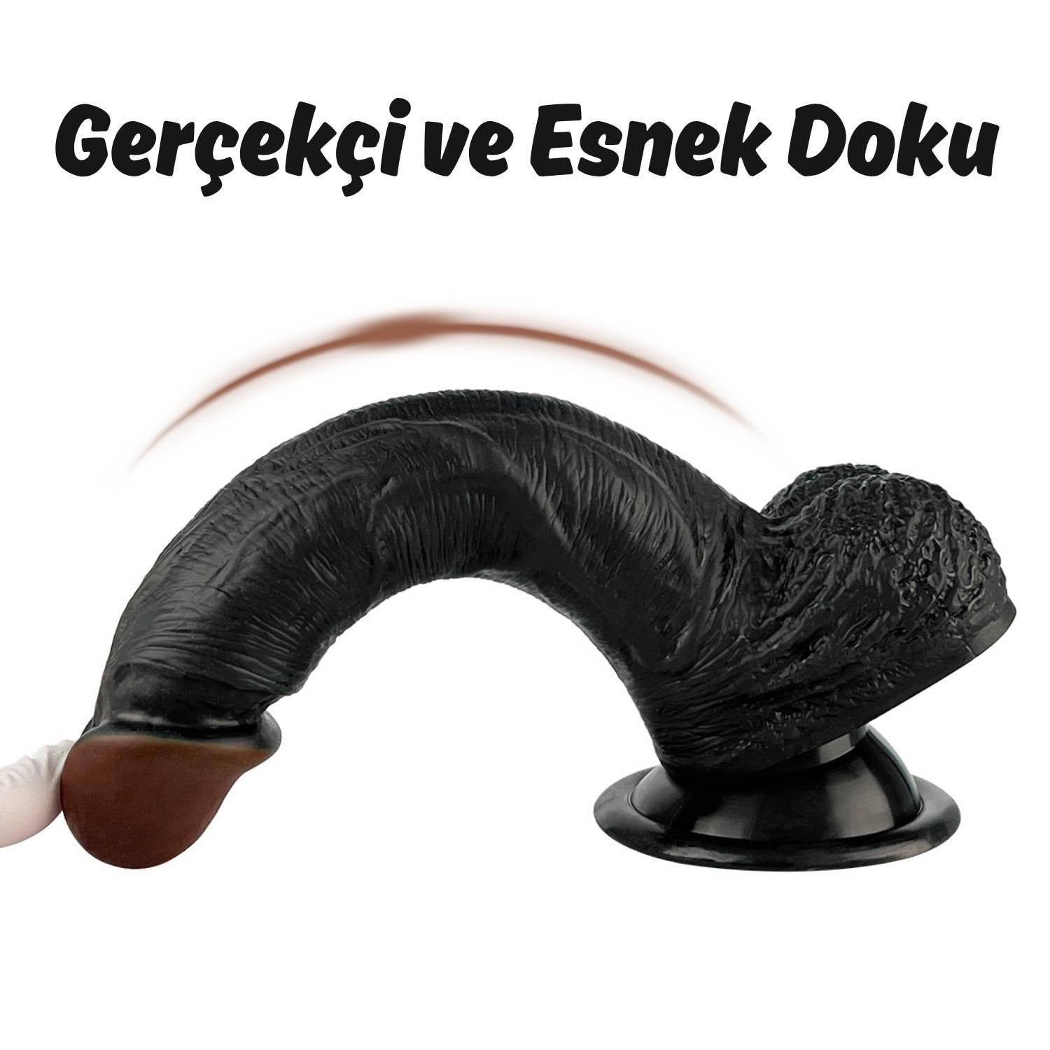 Ricky - Kumandalı Vantuzlu Güçlü Titreşimli Gerçekçi Zenci Yapay Penis Realistik Dokuda Dildo 20 CM