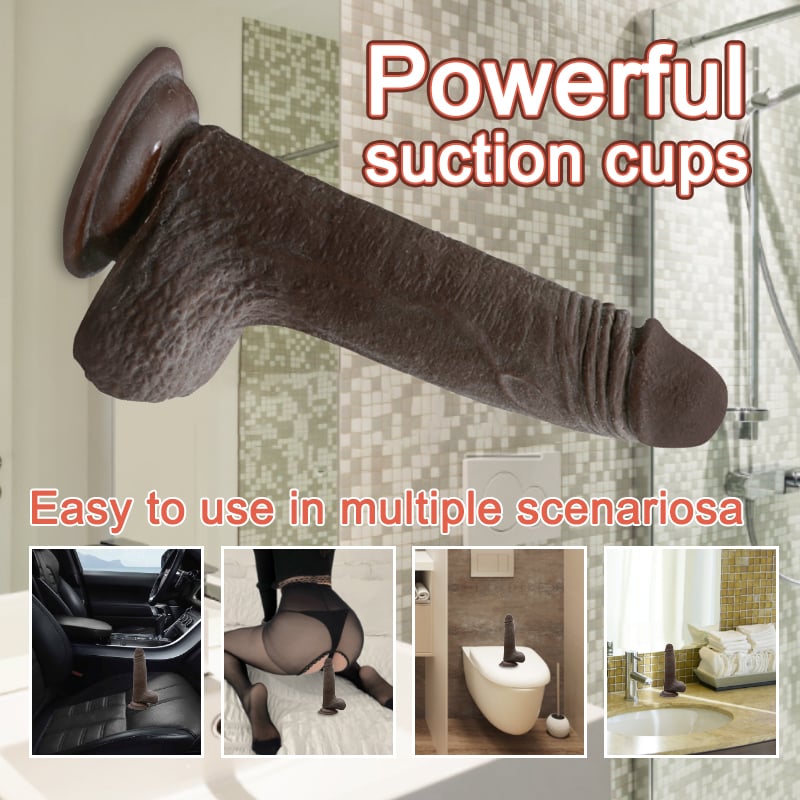 Hareketli Kayar Deri Çift Katmanlı Realistik Dildo Ultra Yumuşak Siyahi Gerçekçi Yapay Penis 17x3.7 CM