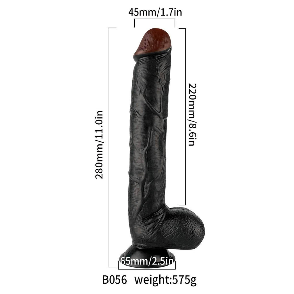 Thomas - Kumandalı Büyük Boy Güçlü Titreşimli Gerçekçi Zenci Yapay Penis Realistik Dokuda Dildo 28 CM