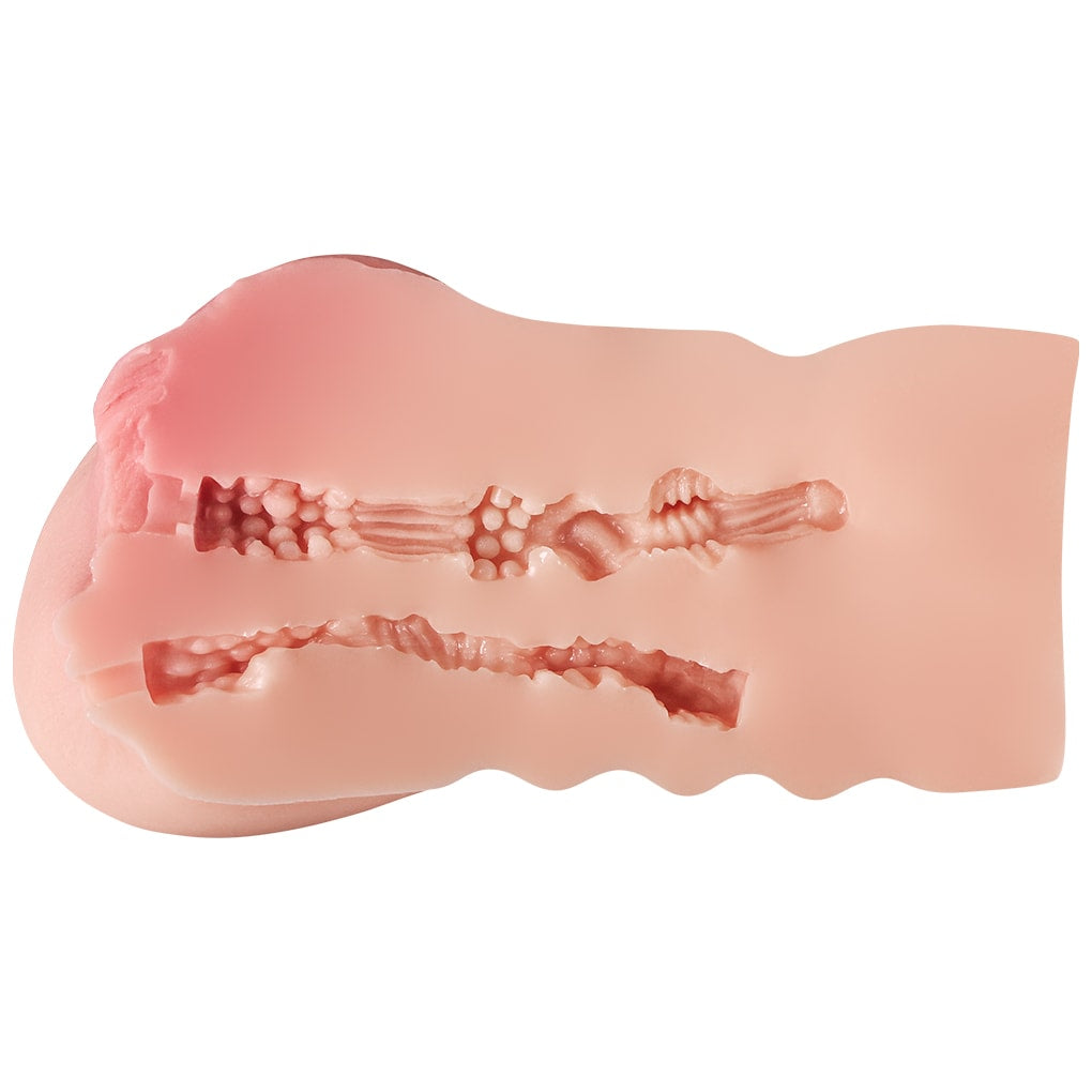 Natasha - Anal Vajina Çift Girişli Cep Boy Titreşimli Suni Vajina Mastürbatör 17.5 CM