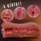 Ellie - Gerçekçi Yumuşak Dokulu 3 Girişli Oral Anal Realistik Vajina Mastürbatör 18 CM