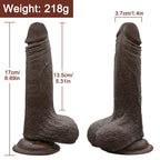 Hareketli Kayar Deri Çift Katmanlı Realistik Dildo Ultra Yumuşak Siyahi Gerçekçi Yapay Penis 17x3.7 CM